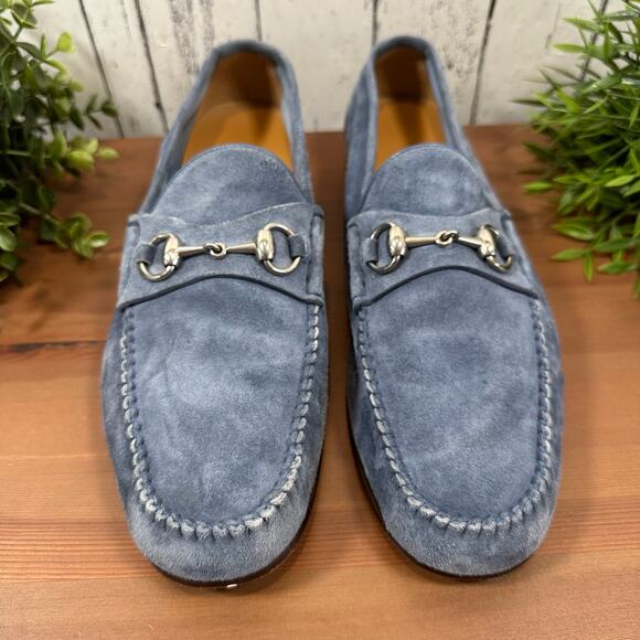 Gucci Men's Blue Suede Horsebit Loafers Size 9.5 - Picture 3 of 12